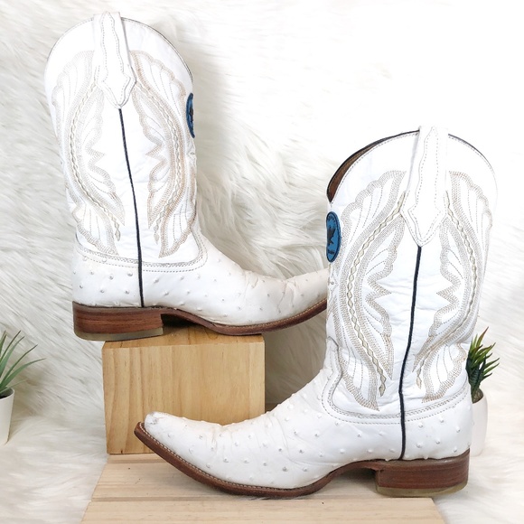 MEXICANA Shoes - El Aguila Mexicana Boots Madrid White Ostrich Boot